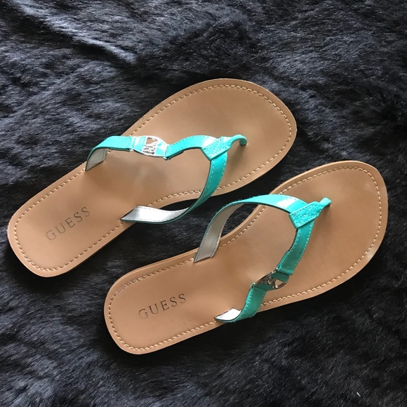 Guess Shoes - 4 for 25! Guess Tiffany blue flip flops